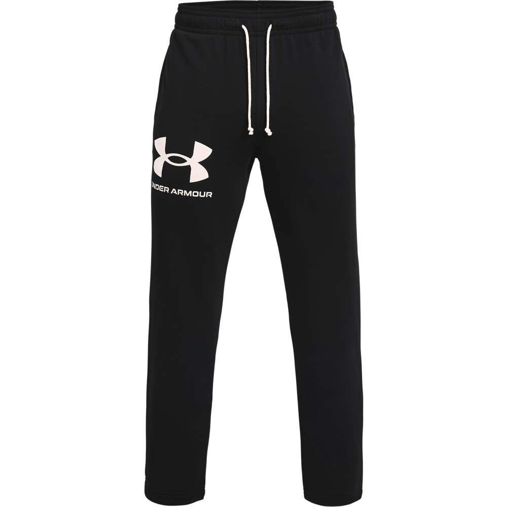 UNDER ARMOUR MEND FITTED GRAPHIC TRACK PANTS - BLACK SIZE MEDIUM (PREOWNED)